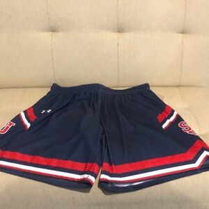 Under Armour Saint John women college basketball shorts blue & red size L-18 NEW